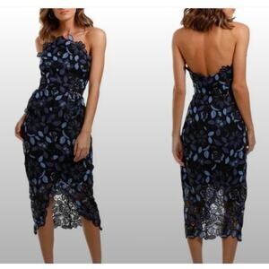 Elliatt Blue and Black Midi Dress